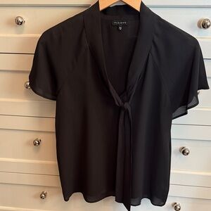 Pleione Black Tie-Front Blouse